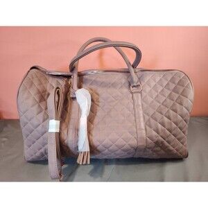 Ms. Lovely Quilted Vegan Leather Duffle Bag Dusty Pink Large